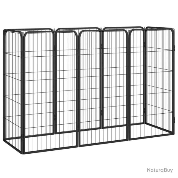 Parc pour chien 8 panneaux Noir 50x100cm Acier enduit de poudre alsavelo