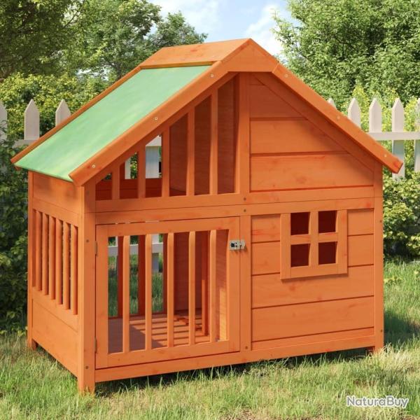 Chenil marron 96x60,5x87 cm bois de pin solide