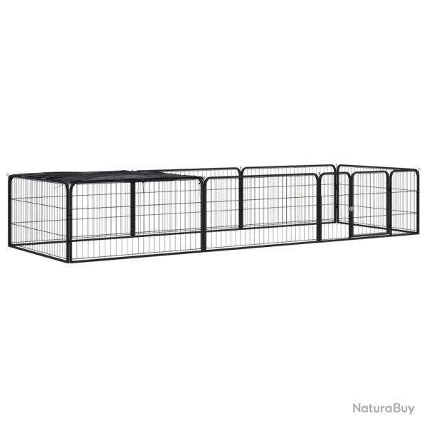 Parc pour chien 8 panneaux Noir 100x50cm Acier enduit de poudre