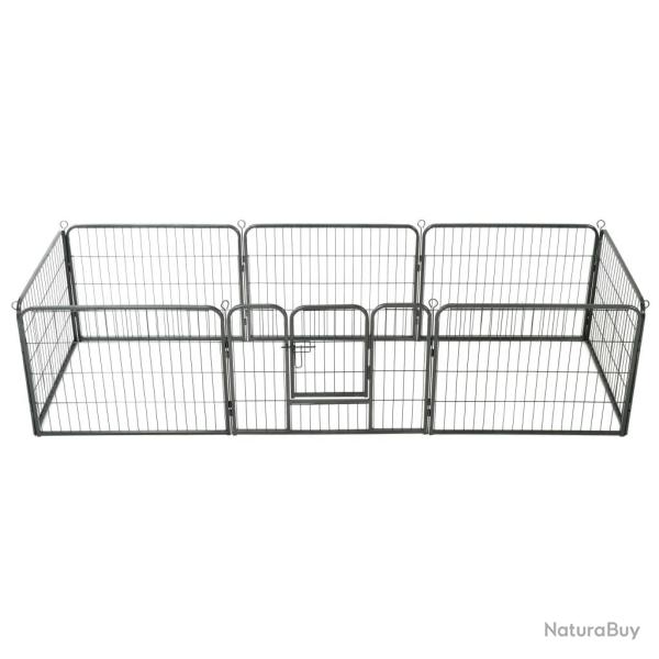 Parc pour chiens 8 panneaux Acier 60 x 80 cm Noir