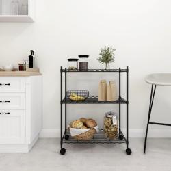 &Eacute;tag&egrave;re de rangement 3 niveaux et roues 60x35x81 cm noir 150 kg