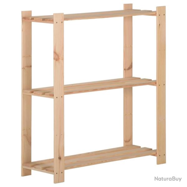 �tag�re de stockage 3 niveaux 80x28,5x90 cm Bois de pin massif alsavelo