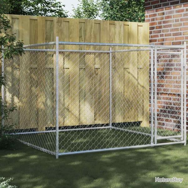 Cage pour chien avec porte gris 2x2x1,5 m acier galvanis�
