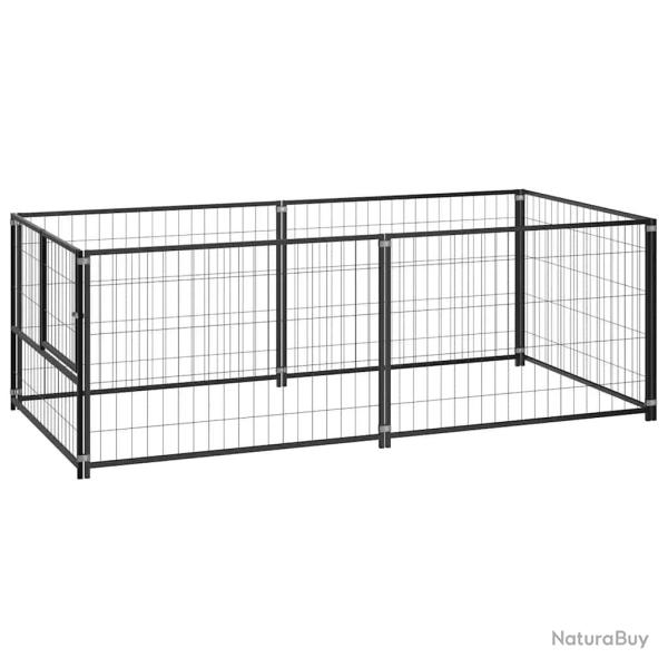 Chenil Noir 200x100x70 cm Acier alsavelo