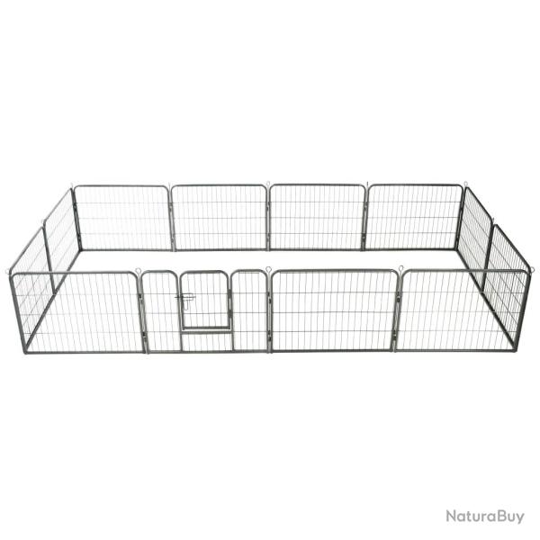 Parc pour chiens 12 panneaux Acier 80 x 60 cm Noir alsavelo