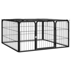 Parc pour chien 4 panneaux Noir 100x50cm Acier enduit de poudre