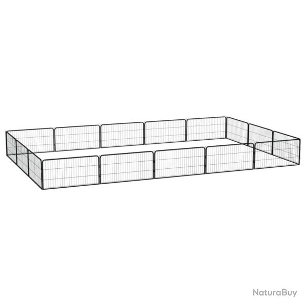 Parc pour chien 16panneaux Noir 100x50cm Acier enduit de poudre alsavelo