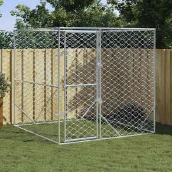 Chenil d'ext&eacute;rieur pour chiens argent&eacute; 2x2x2 m acier galvanis&eacute;