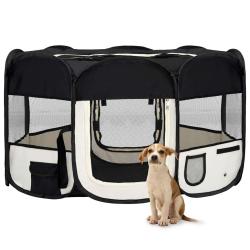 Parc pliable pour chien avec sac de transport Noir 145x145x61cm alsavelo