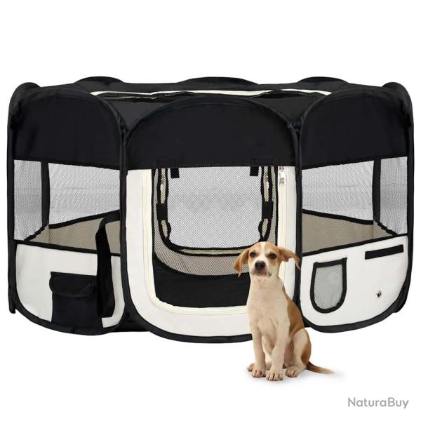 Parc pliable pour chien avec sac de transport Noir 145x145x61cm