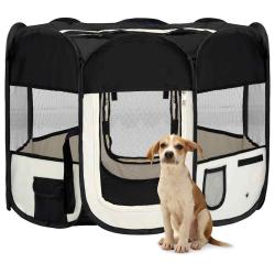 Parc pour chiens pliable avec sac de transport Noir 90x90x58 cm alsavelo