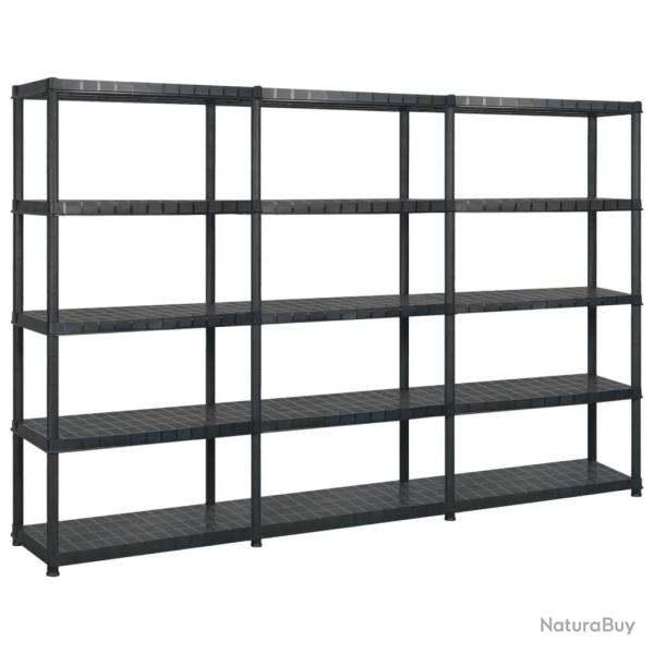 �tag�re de rangement � 5 niveaux Noir 255x40x185 cm Plastique