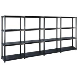 &Eacute;tag&egrave;re de rangement &agrave; 4 niveaux Noir 244x30,5x130 cm Plastique