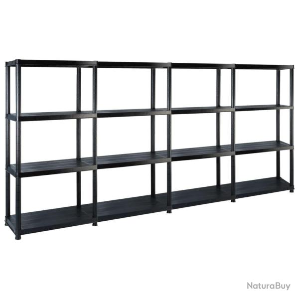 �tag�re de rangement � 4 niveaux Noir 244x30,5x130 cm Plastique
