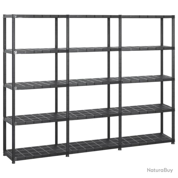 �tag�re de rangement � 5 niveaux Noir 213x38x170 cm Plastique