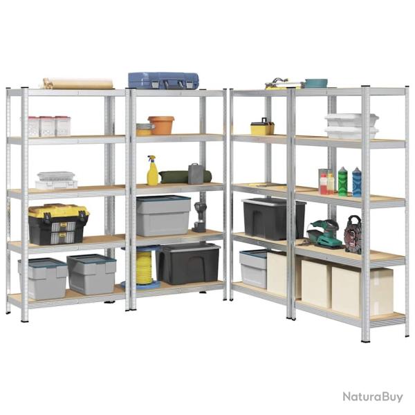 �tag�res de rangement � 5 niveaux 4 pcs acier bois d'ing�nierie alsavelo