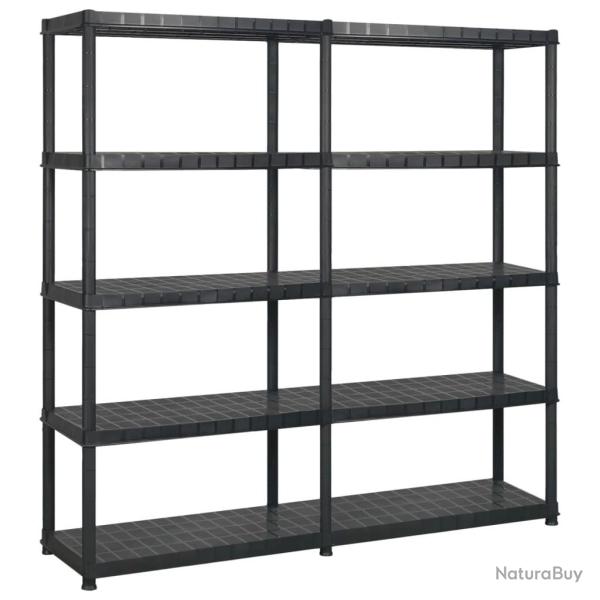 �tag�re de rangement � 5 niveaux Noir 170x40x185 cm Plastique