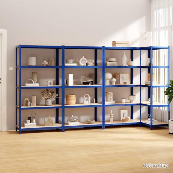 �tag�res � 5 niveaux 4pcs Bleu Acier et bois d'ing�nierie alsavelo
