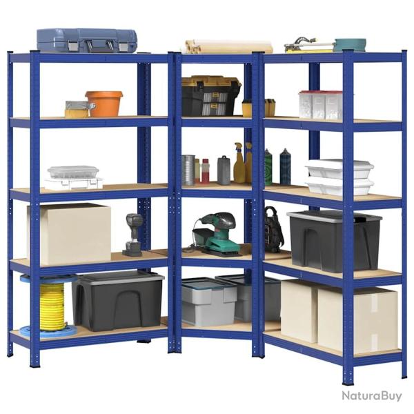 Ensemble d'�tag�res � 5 niveaux 3 pcs acier bois d'ing�nierie alsavelo