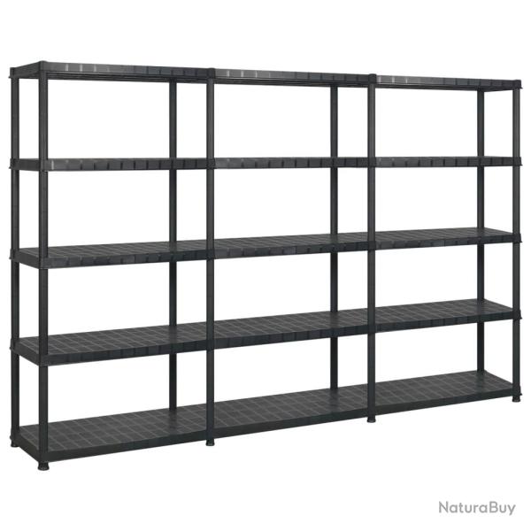 �tag�re de rangement 5 niveaux Noir 274,5x45,7x185 cm Plastique