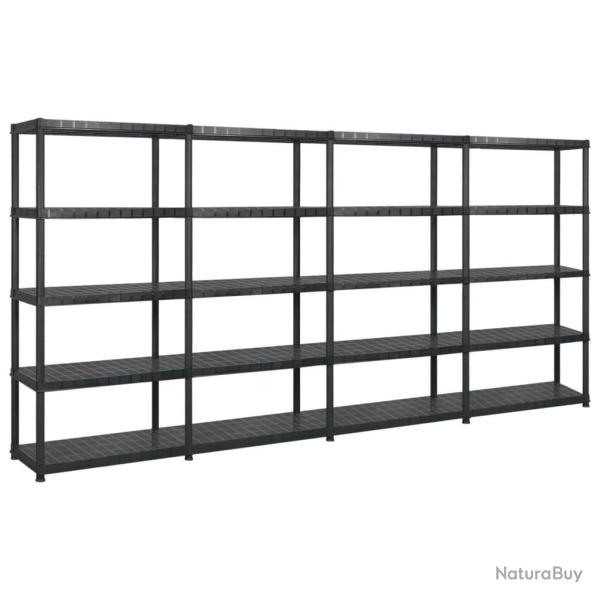 �tag�re de rangement � 5 niveaux Noir 340x40x185 cm Plastique