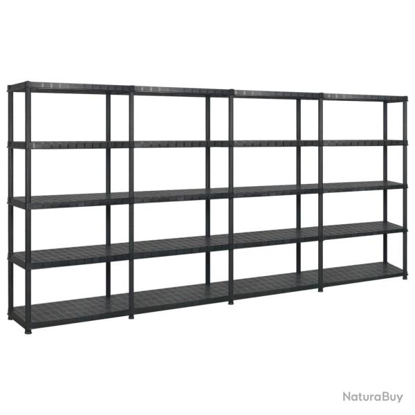 �tag�re de rangement � 5 niveaux Noir 366x45,7x185 cm Plastique