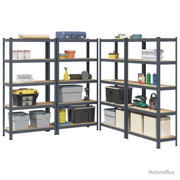 �tag�res de rangement 5 niveaux 4 pcs anthracite acier et bois alsavelo