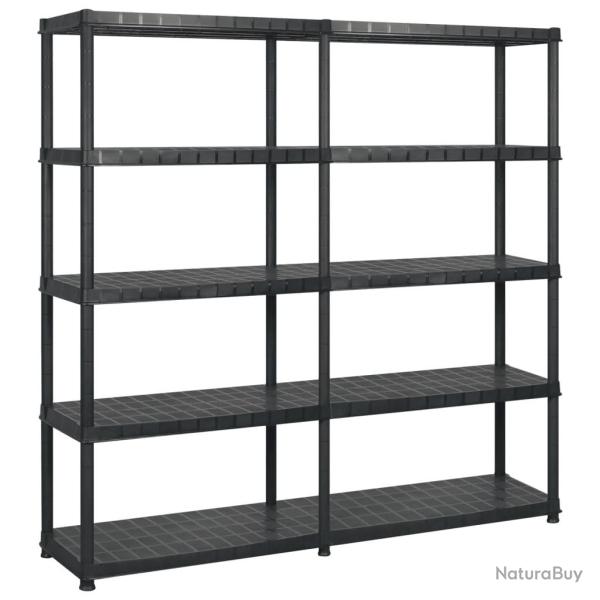 tagre de rangement  5 niveaux Noir 183x45,7x185 cm Plastique alsavelo