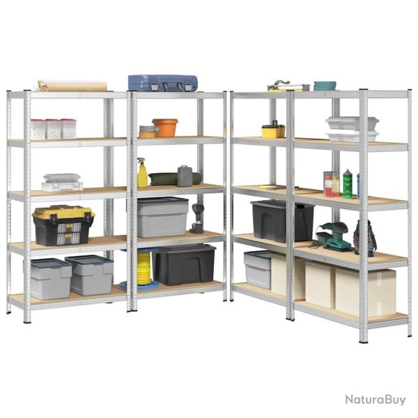 �tag�re � 5 niveaux 4 pcs argent� acier et bois ing�nierie alsavelo