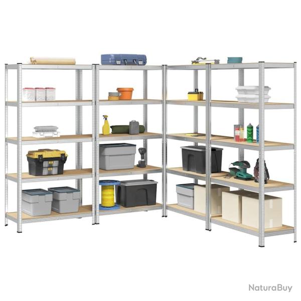 �tag�res de rangement � 5 niveaux 4 pcs acier bois d'ing�nierie alsavelo