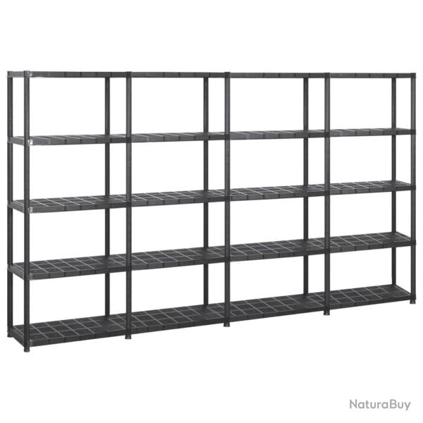 �tag�re de rangement � 5 niveaux Noir 284x38x170 cm Plastique