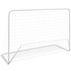 But de football avec filet 182x61x122 cm Acier Blanc alsavelo