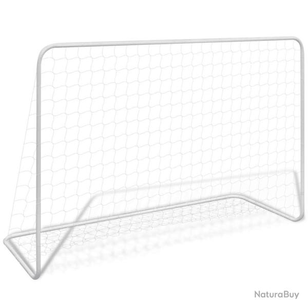 But de football avec filet 182x61x122 cm Acier Blanc