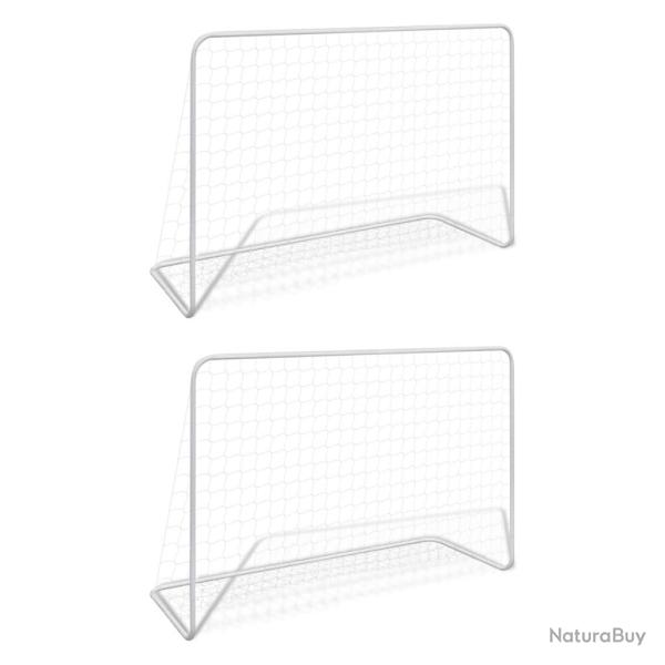 Buts de football 2 pcs avec filets 182x61x122 cm Acier Blanc