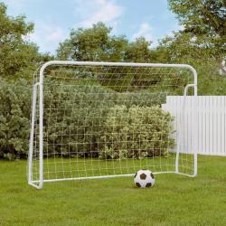 But de football et filet blanc 214x75x152 cm acier et polyester alsavelo