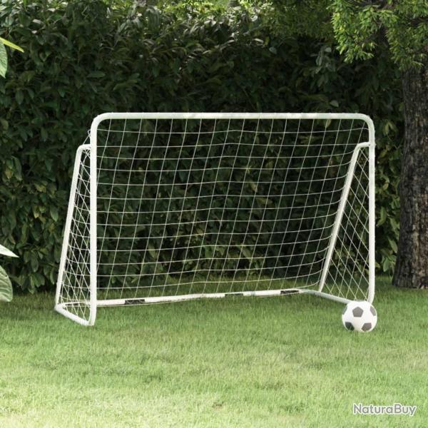 But de football avec filet Blanc 180x90x120 cm Acier