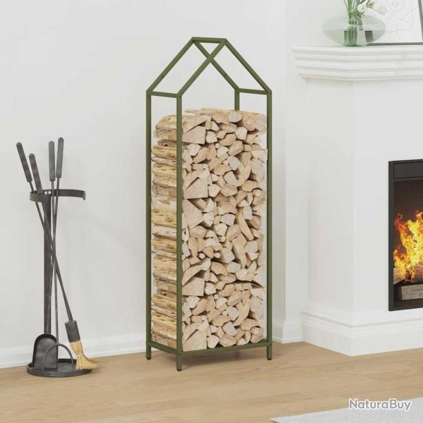 Portant de bois chauffage vert olive 40x25x120 cm