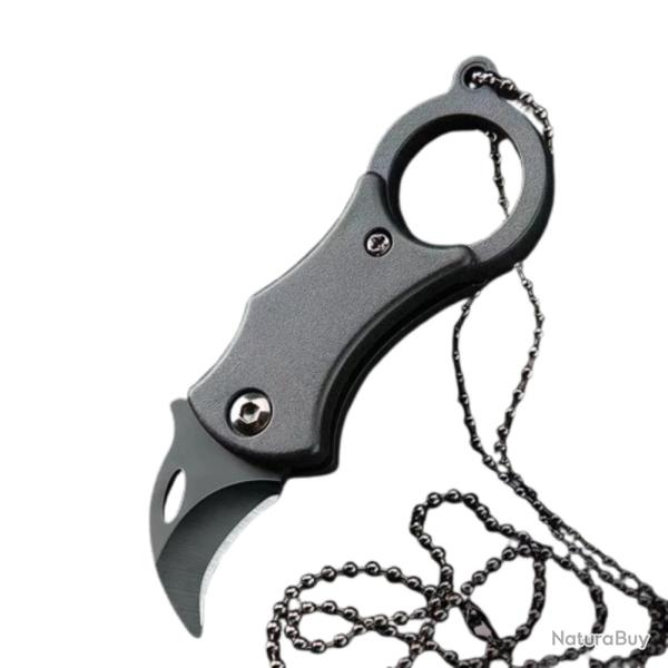 Mini Couteau de Cou Pliant avec Cha�ne - Poche, Compact, Pratique et Polyvalent EDC - Style Karambit