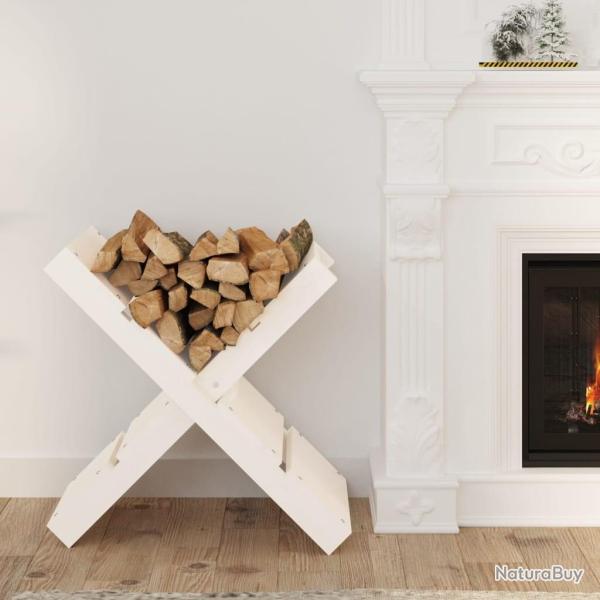 Porte-b�ches Blanc 47x39,5x48 cm Bois massif de pin