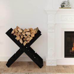 Porte-b&ucirc;ches Noir 47x39,5x48 cm Bois massif de pin