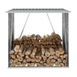Abri de stockage de bois Acier galvanis&eacute; 163x83x154 cm Gris