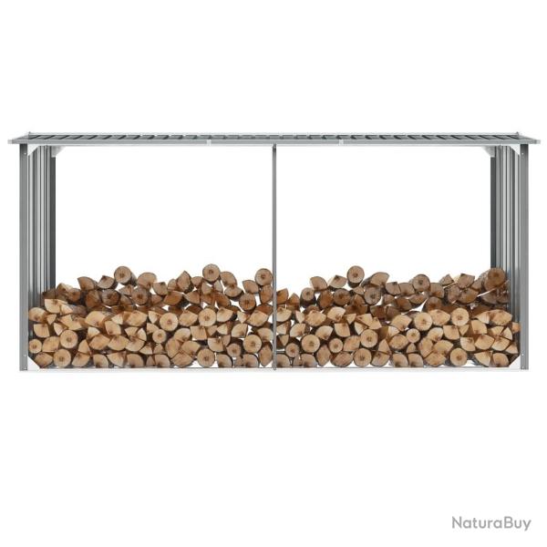 Abri de stockage de bois Acier galvanis 330x92x153 cm Gris alsavelo