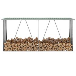 Abri de stockage de bois Acier galvanis&eacute; 330x84x152 cm Vert