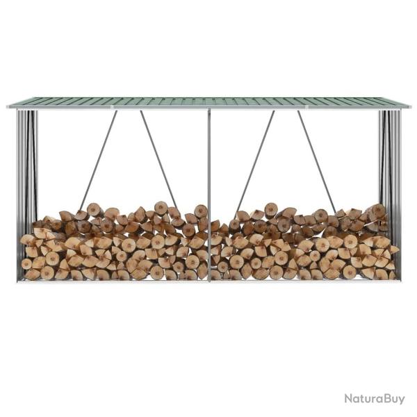 Abri de stockage de bois Acier galvanis 330x84x152 cm Vert alsavelo