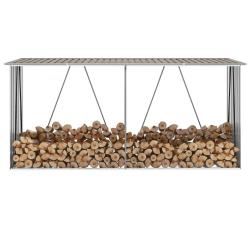 Abri de stockage de bois Acier galvanis&eacute; 330x84x152 cm Marron