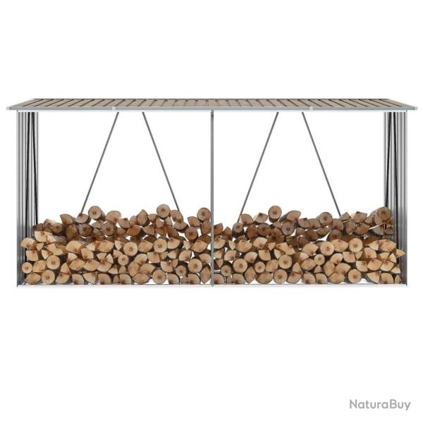 Abri de stockage de bois Acier galvanis� 330x84x152 cm Marron alsavelo