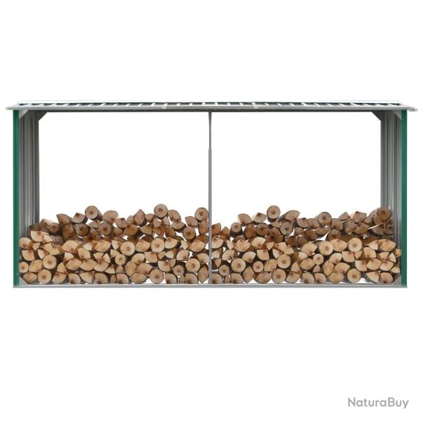Abri de stockage de bois Acier galvanis� 330x92x153 cm Vert alsavelo