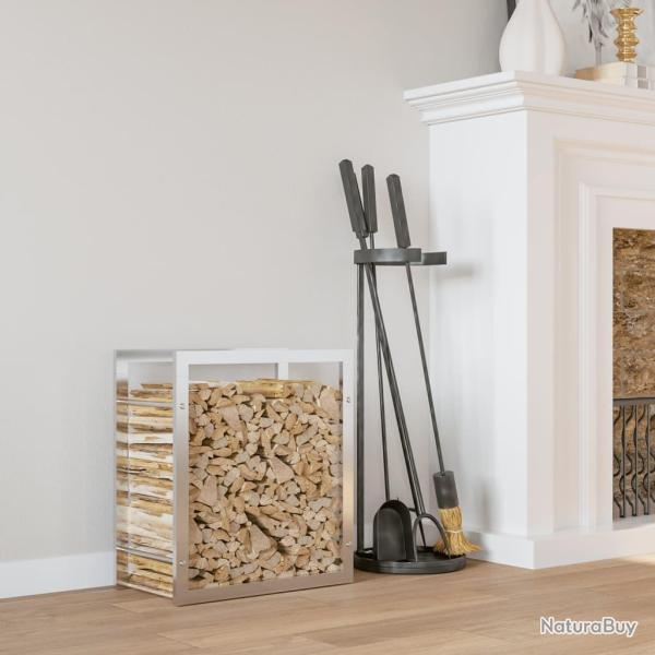 Portant de bois de chauffage 50x28x56 cm acier inoxydable alsavelo