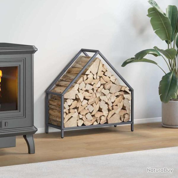 Portant de bois chauffage anthracite 60x25x60 cm alsavelo