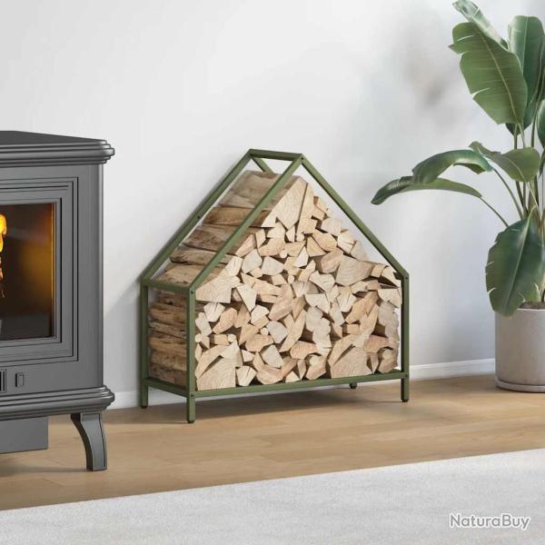 Portant de bois chauffage vert olive 60x25x60 cm